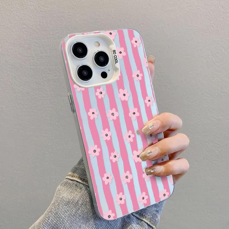 New Vertical Stripe Small Flowers Laser Phone Case For Samsung Galaxy S26 Ultra S23 S24 S25 S22 S21 S20 Plus FE A35 A55 Cover