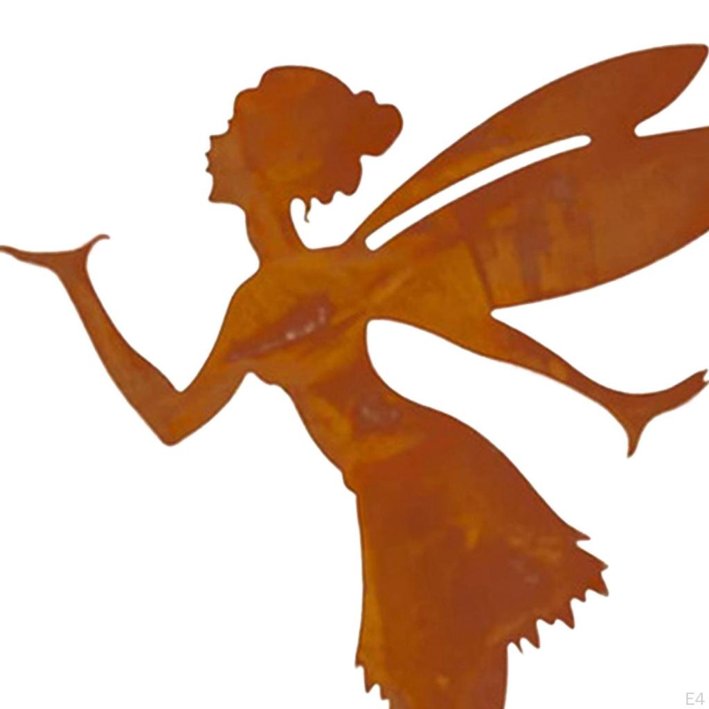 Fairy Figurines Decoration Exquisite Landscaping Ornament Garden Stakes Iron Silhouette Statue for