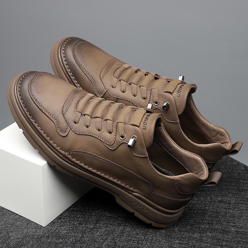 

Рабочая мужская обувь 2025 новая зимняя теплая повседневная обувь кеды мужская повседневная кожаная обувь прилив 44