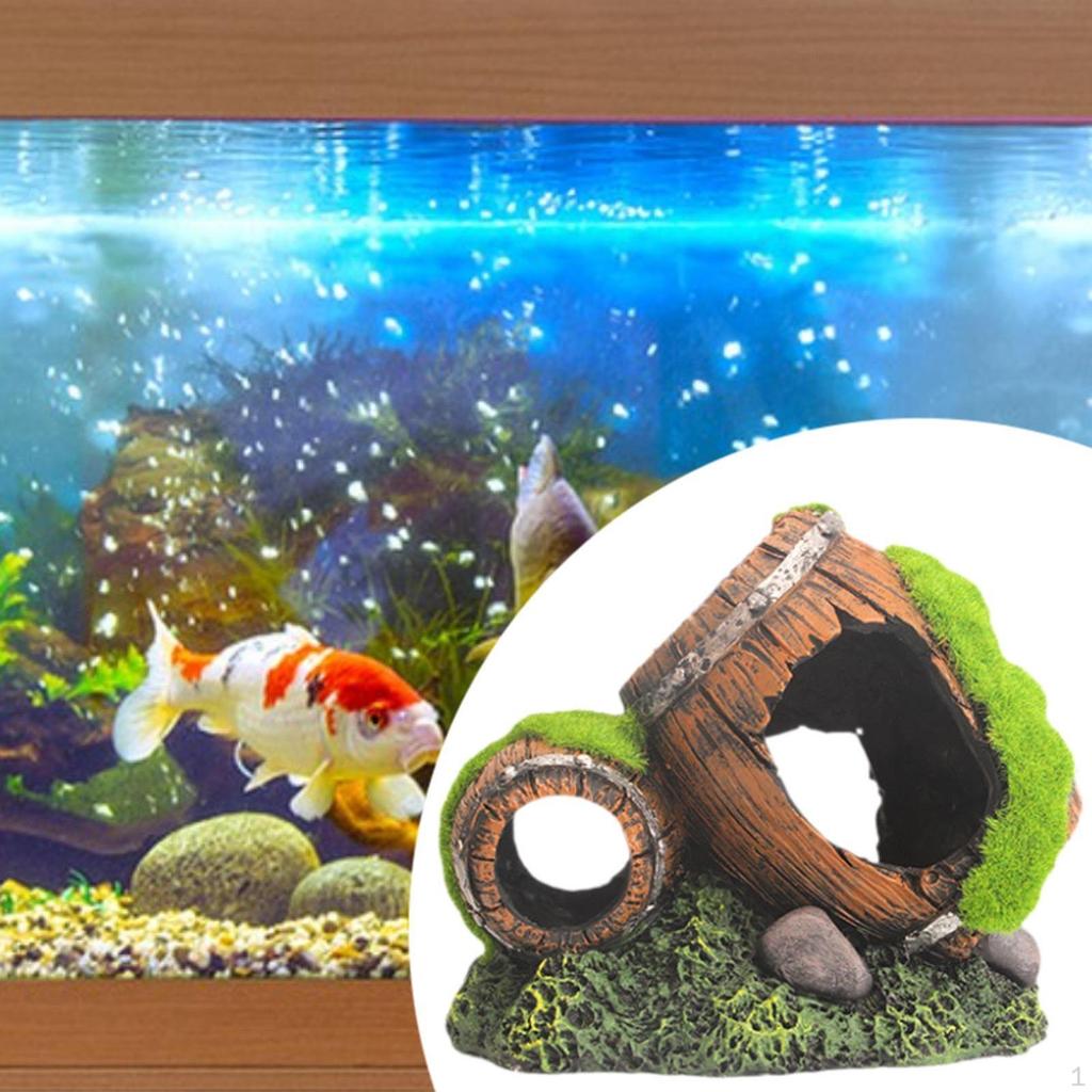 Aquarium Barrel Statue Accessories Fish Ornament Rock Cave Home Aquatic Crafts