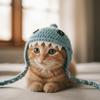 Cartoon Cat Knitted Hat Funny Cat Warm Hat Pet Costume Cat Headdress  Photo Props