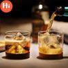Hi 120ML Transparent Mountain Whiskey Glass with Wooden Base Heat Resistant Beer Glass Wine Water Tea Cup Set Bar Drinkware