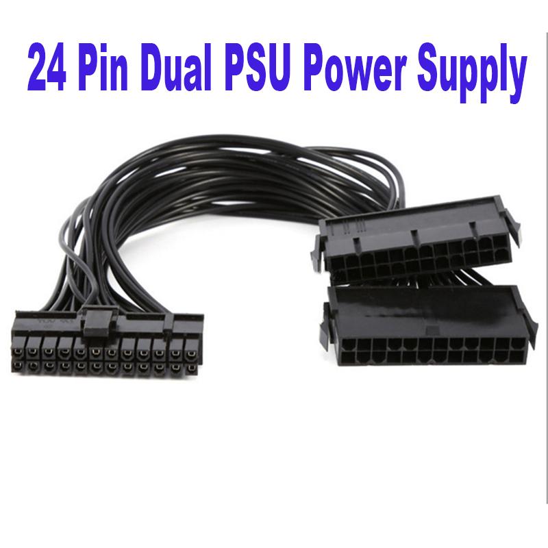 

24 Pin Power Supply Splitter Cable 1 to 2 Synchronizer ATX Mining 30cm Motherboard Dual PSU Extension Cable for BTC PC Computer 0.3m чёрный