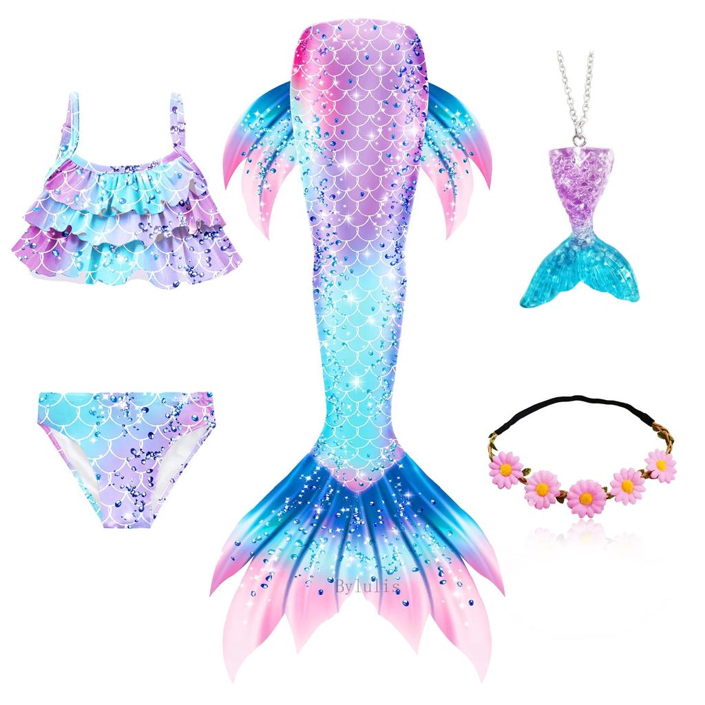 Fancy Mermaid Tail Girls Mermaid Tail for Swimming Costume Mermaid Costume Swimwear Swimsuit Cosplay Birthday Party Halloween