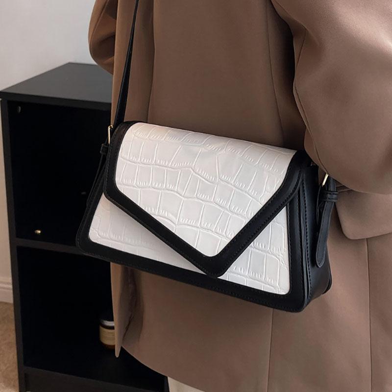 Design Sinn High-End Farbkontrast Achseltasche Damen Neue Wintermode All-Match Schultertaschen Steinmuster Textur Handtasche