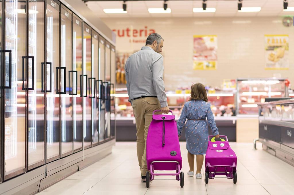 Rolser Kids Plastic Eater Shopping Smooth Over Made In Spain Cart, Green, 29L, RS-KidsGR, Compact, Quiet, Lightweight, Steps,