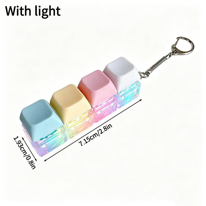 Glowing Keybopard Keychain 1-9 Key Keycap Keychain Press Button Keyring Stress Releasing Decompression Keyrings Bags Charms