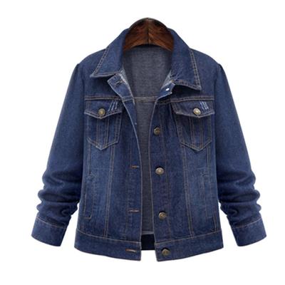 Dameskleur Wassen De Oude Knop Losse Maat Jeans Jas Tops