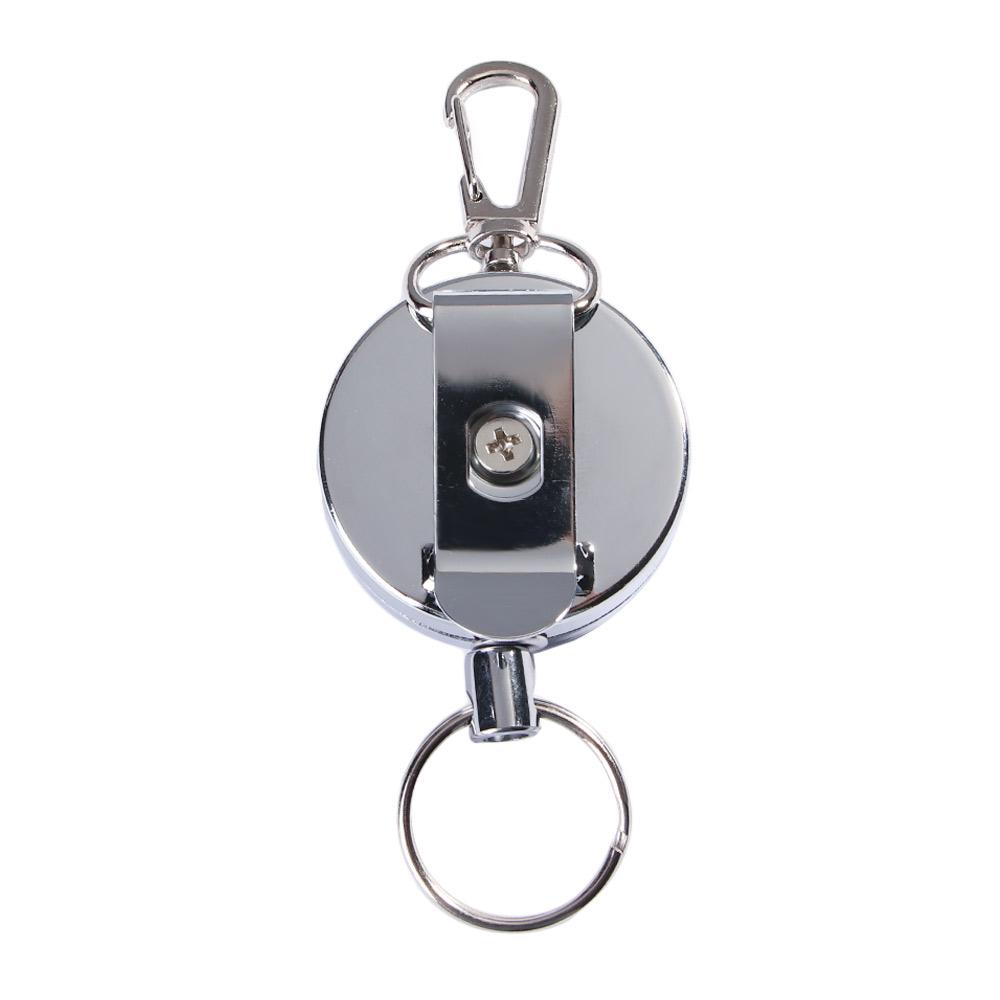 Retractable Elastic Keychain Metal Badge Reel Safety Key Buckle Burglar Trinket ID Card Holder