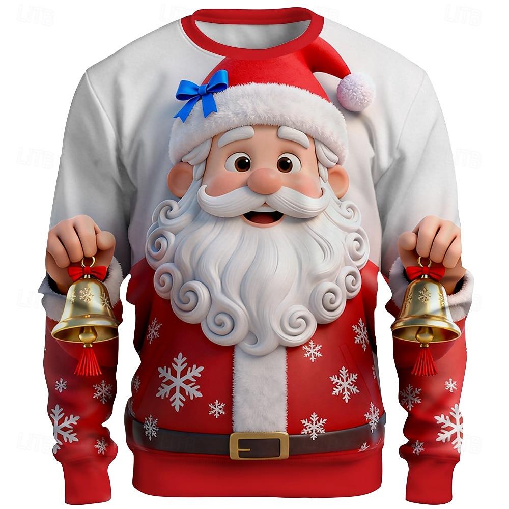 Autumn 3D Santa Clause Printed Sweatshirts Round Neck Fashionable Casual Sports Long Sleeved Christmas Clothing Men's Sweatshirts
