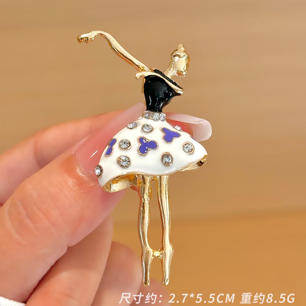 Personality Fashion Popular Ballet Creative Brooch Alloy Diamond Dancing Girl Corsage Direct Batch