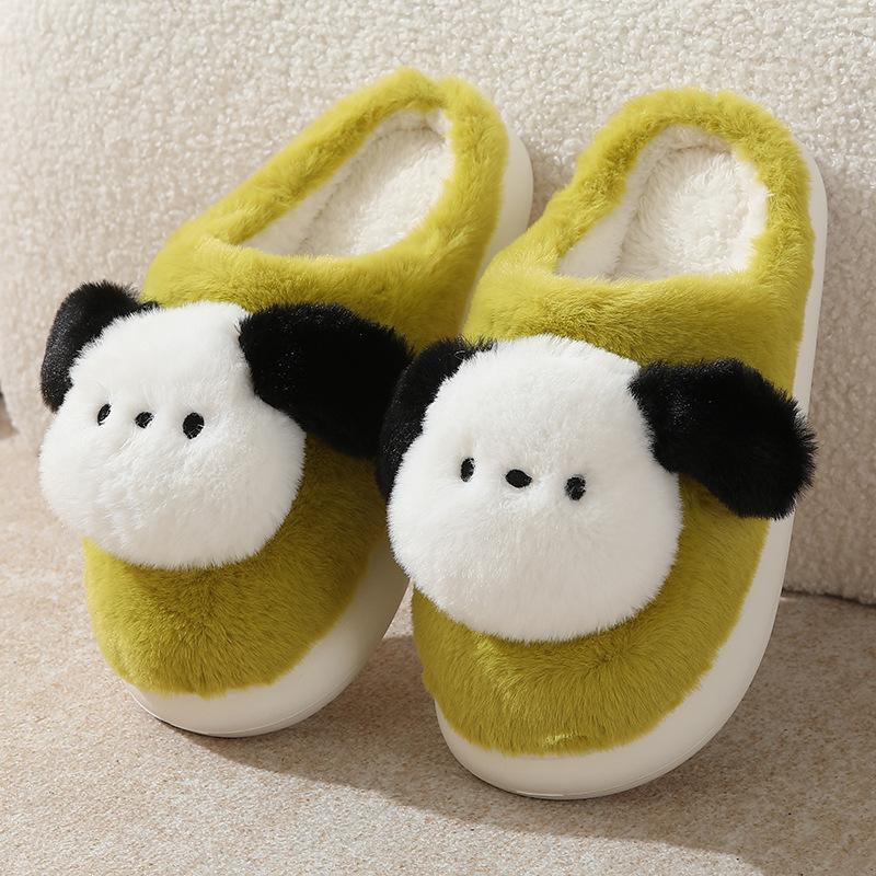 Cotton slippers female cute cartoon bag head non-slip wool slippers winter warm thick-soled confinement shoes