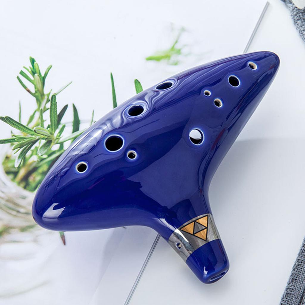 12 Holes Alto C Ocarina Ceramic Ocarina with Lanyard Handrest Mini Wind Instrument for Beginners