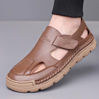 2025 Herren Leder Rutschfeste Weiche Sohle Ballerinas Bequeme Outdoor-Laufschuhe Herren Sommer Lässige Slip-on Strand Loafer Sandalen