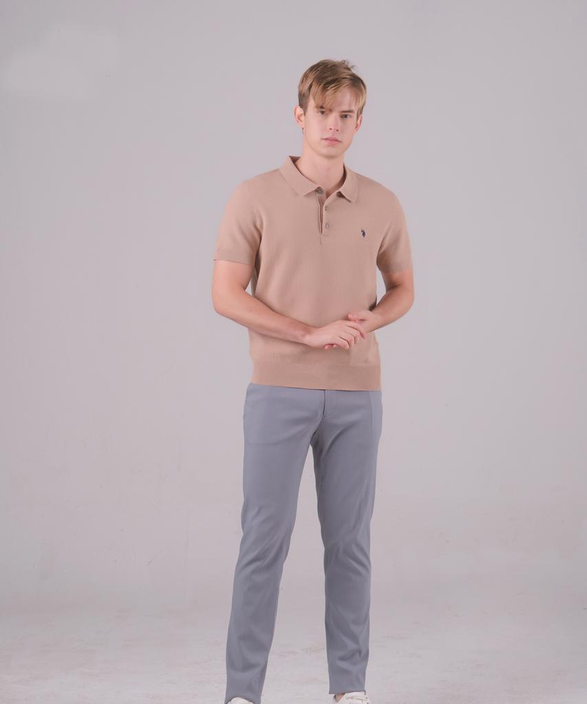 USPOLOASSN Short Sleeve Collared Knit_Beige