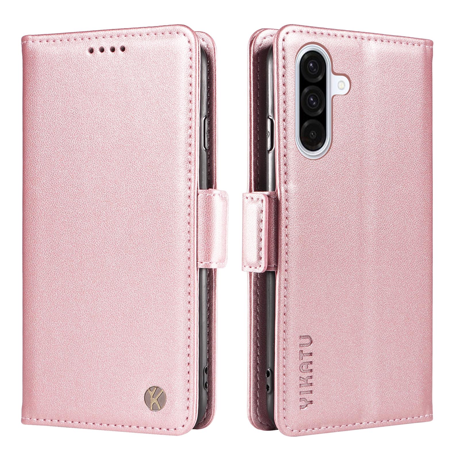

For Samsung Galaxy A36 5G Wallet Phone Case YIKATU YK-003 Leather Stand Cover Rose Gold