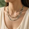 Color Natural Stone Beaded Necklace Does Not Fade Female Summer Niche Design High-end Shell Neck Chain Collarbone Chain Stacked Wear