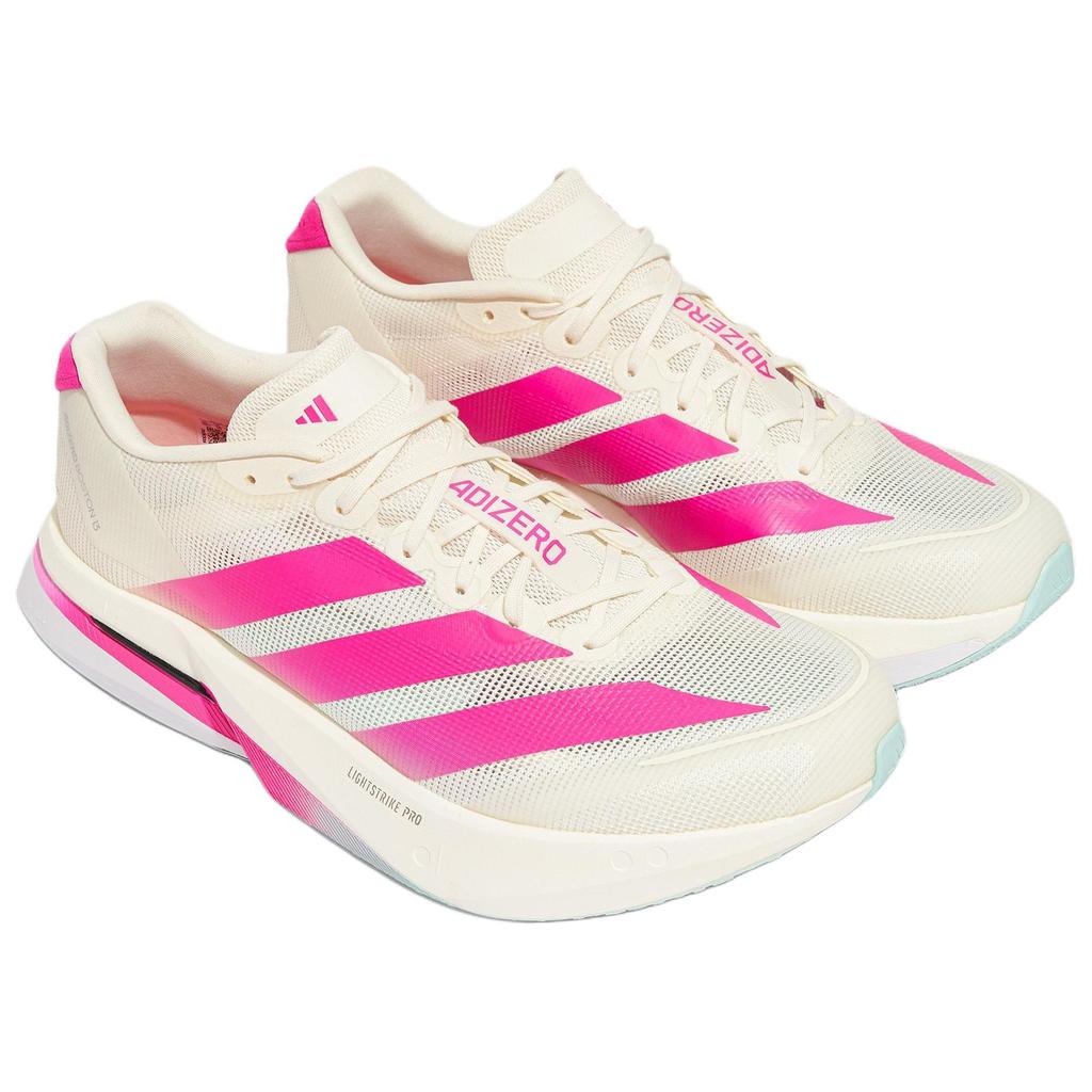 Adidas Adizero Boston 13 Classic Comfortable Slip-Resistant Durable Rebound Training Racing Running Shoes Unisex Sneakers Han-Jade-White KK1427