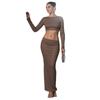 European and American Summer New Fashion Women's Clothing Solid Color Temperament Elegant and Sexy Tight Backless High Waist Dress Women
