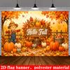 2D planar flag 2D plane - 1 piece 2D flag. Hello autumn-themed background banner autumn harvest theme