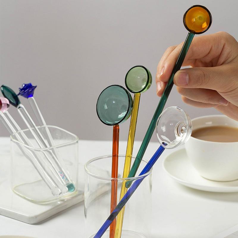 

1Pcs Transparent Glass Coffee Spoon With Long Handle Coffee Scoop Dessert Coffee Scoops Kitchen Accessories Tea Spoon