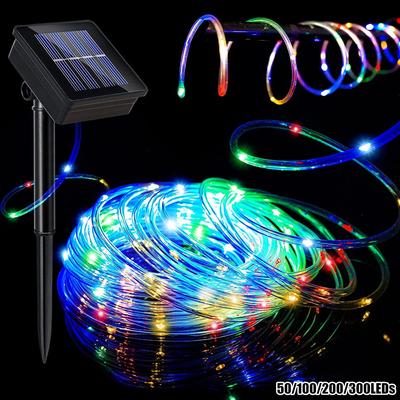 50/100/200/300 LEDs Solarbetriebene Seil-Strip-Lichter Schlauch Lichterketten Girlande Lichterketten Außen Innen Garten Weihnachtsdekoration
