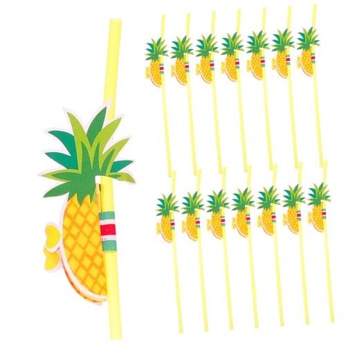 Lurrose 150 Pineapple Straws, Fruit Party Straws, Tropical Paper Straws, Flamingo Straws, Luau Party Straws, Hawaiian Straws, Wine Ties