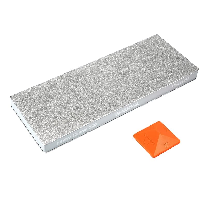 

SHARPAL 169H Large 20cm x 7.5cm Double-Sided Diamond Sharpening Stone – Extra Coarse 220 Grit & Fine 600 Grit, Single-Crystal Diamond, Non-Slip Pad