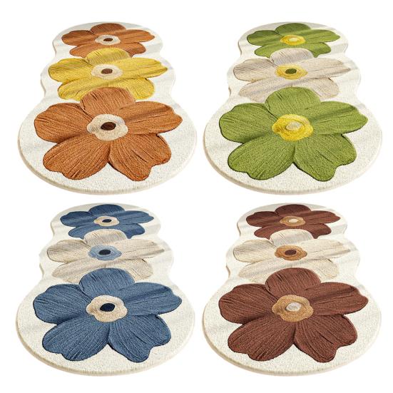 Flower Area Rug Soft Non Slip Bedroom Rug Vintage Spring Floral Pattern Washable