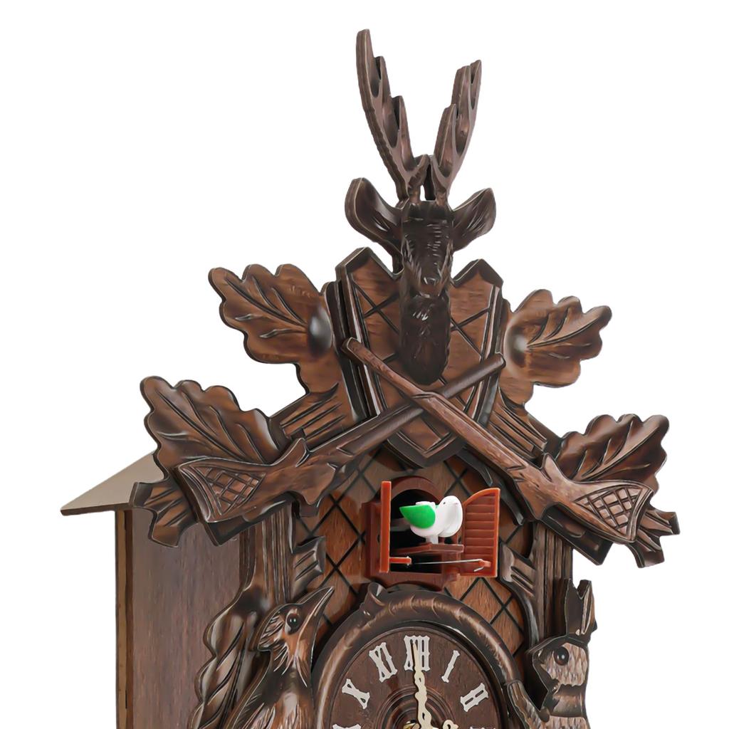Cuckoo Clock, Traditional Black Forest Handcrafted Wooden Quartz Clock for Wall Antique Decroration with Maple Leaf Pendulum