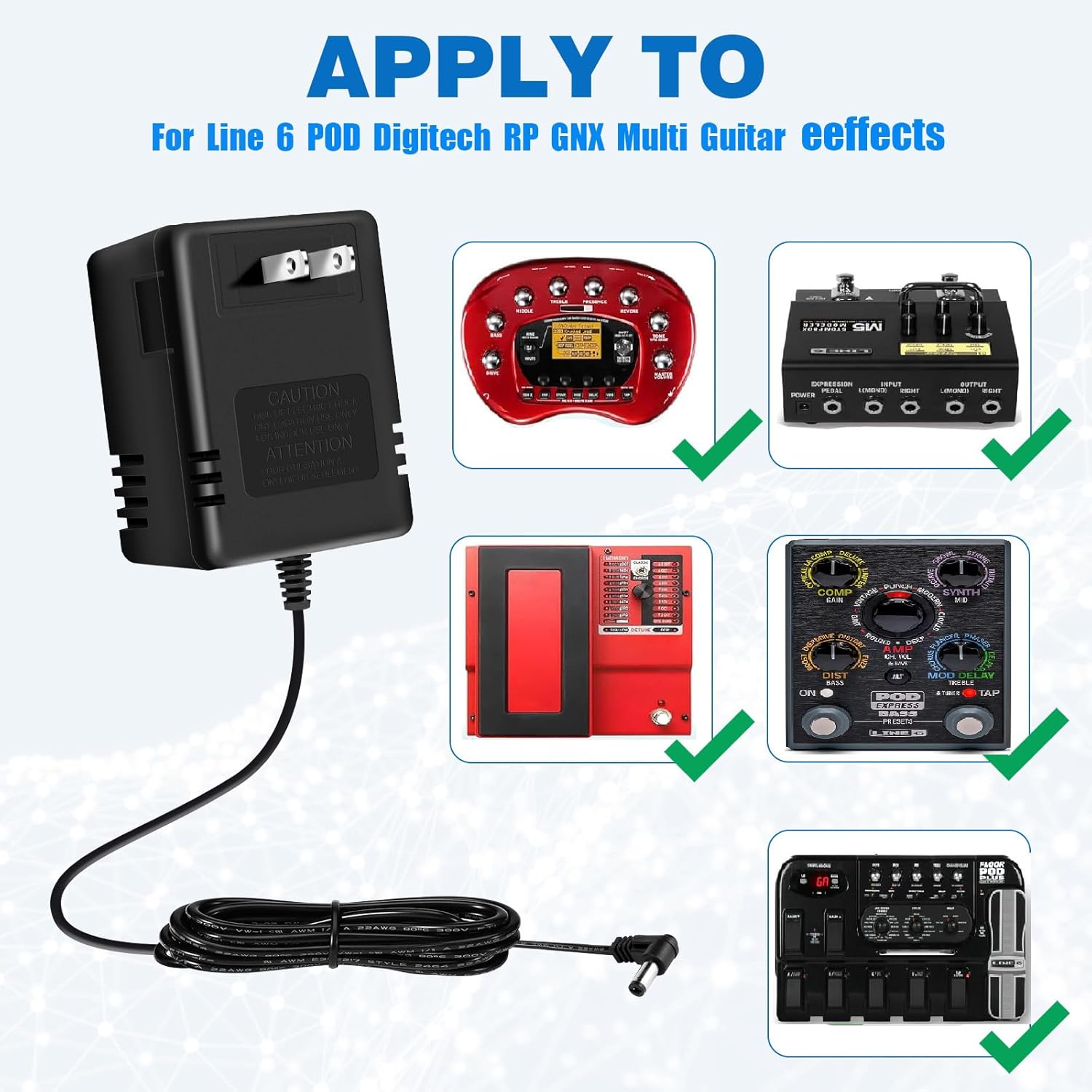 AC 9V 2000mA Power Supply for Line 6 POD Digitech RP GNX Multi Guitar Effects,AC 9V 2000mA Power Adapter