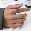 Yousheng Couple Ring Punk Style Decorative Open Design Adjustable All-match Jewelry Gifts Geometric Men Women Faux Gem Decoration Finger Ring for