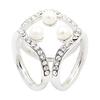 Scarf Button for Women, Double-Ring Faux Pearl Rhinestone Scarf Fastener for Silk Scarves Shawls Belt, Scarf Buckle Multi-Use Accessory
