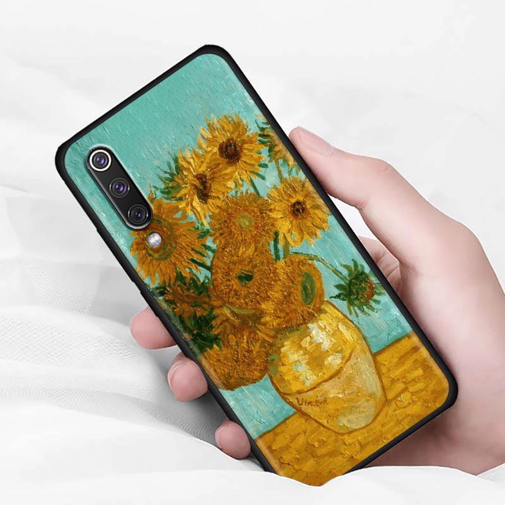 Kočka Van Gogh Hvězdná noc Olejomalba Měkké pouzdro Pro Xiaomi Mi 9 9se 8 10 10T A2 Lite 10S 9T CC9 Note 10 Pro 9Lite Kryt Fundas
