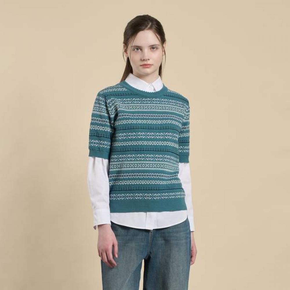 Bcbg Fair Isle Knit Pullover B6s2k410 Turquoise (49)/55