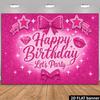 2D Sparkly Pink Themed Birthday Photography Background