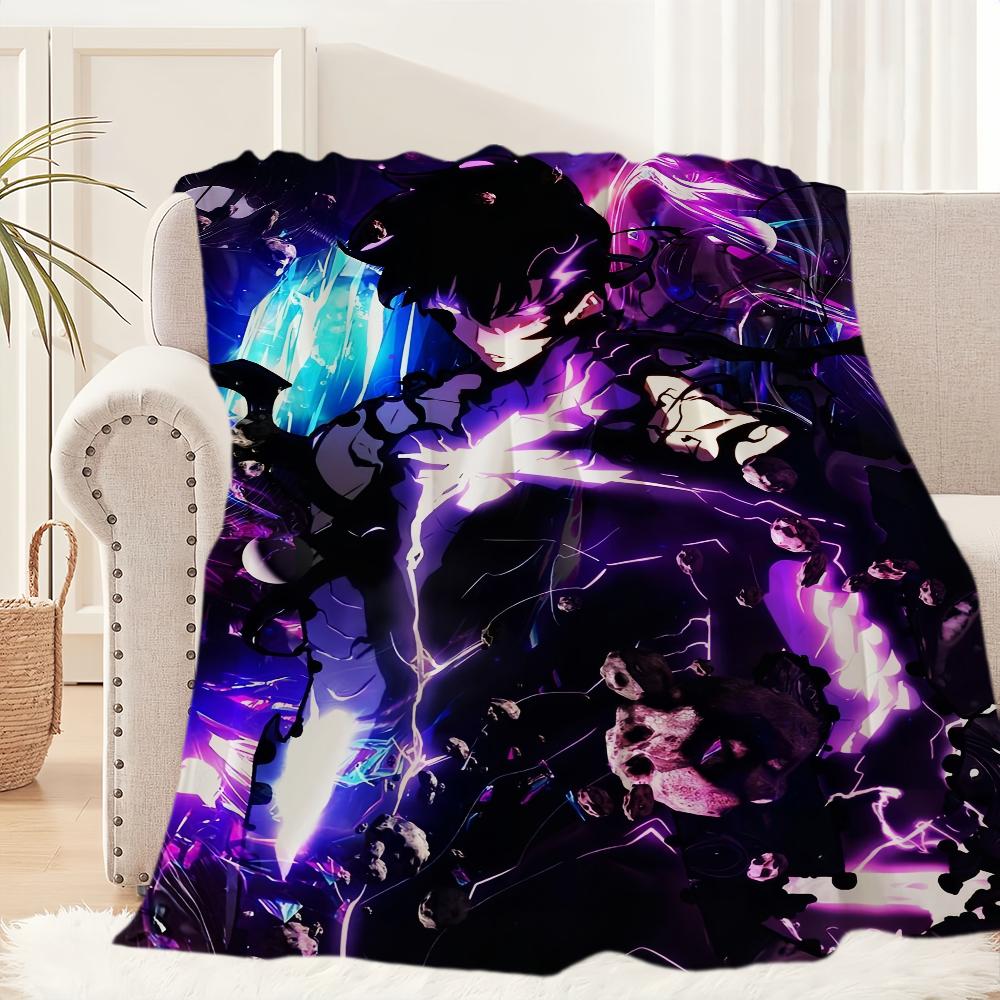 Anime Sung Jinwoo Blanket Plush Nap Sofa Rug for Living S-Solo L-Leveling Room Office Bedroom Birthday Home Travel Kid Gifts