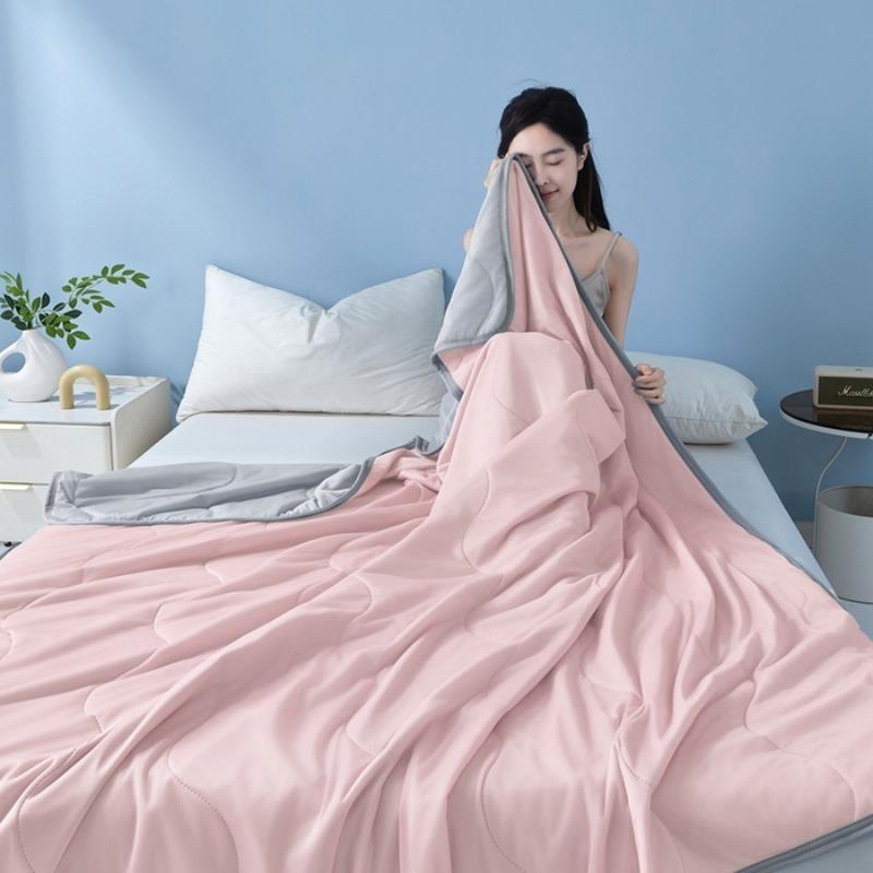 new solid color simple cool silk summer cool quilt single double air conditioner quilt summer air conditioner thin quilt