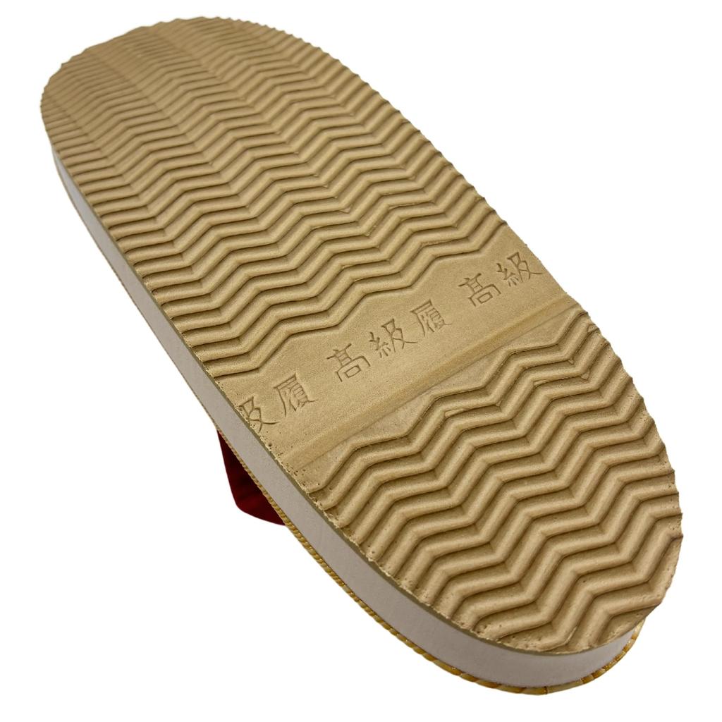 Edoten Geta Sandalen, Gelbes Tatami, Schwammsohle, Gepolstert und Bequem für Beine und Rücken, Hergestellt in Japan, Damen, Oval, Roter Riemen, Größe LL