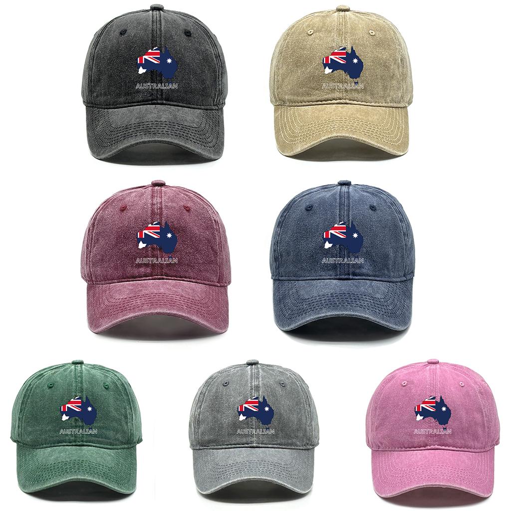 AUSTRALIAN Map Flag Print Snapback Baseball Hat Dad Hat Washed Retro Vintage Adjustable Baseball Caps  Perfect For Gifts