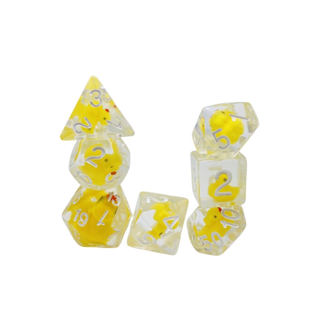 7-Die Dice DND, Rubber Ducky DND Dice, Dice Tray, D and D Dice for Dungeons and Dragons Gift (Dice Set Only)