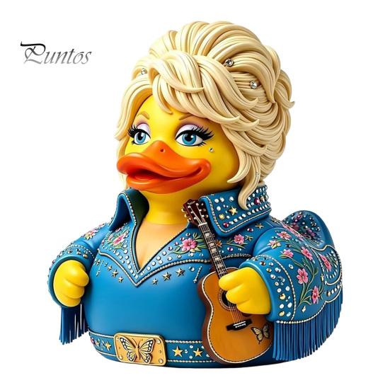 Ikona country hudby Pamětní dárek Parton Duck, Figurka Dolly Duck, Soška, Malý stolní dekorativní prvek s tématem kytary Socha pro