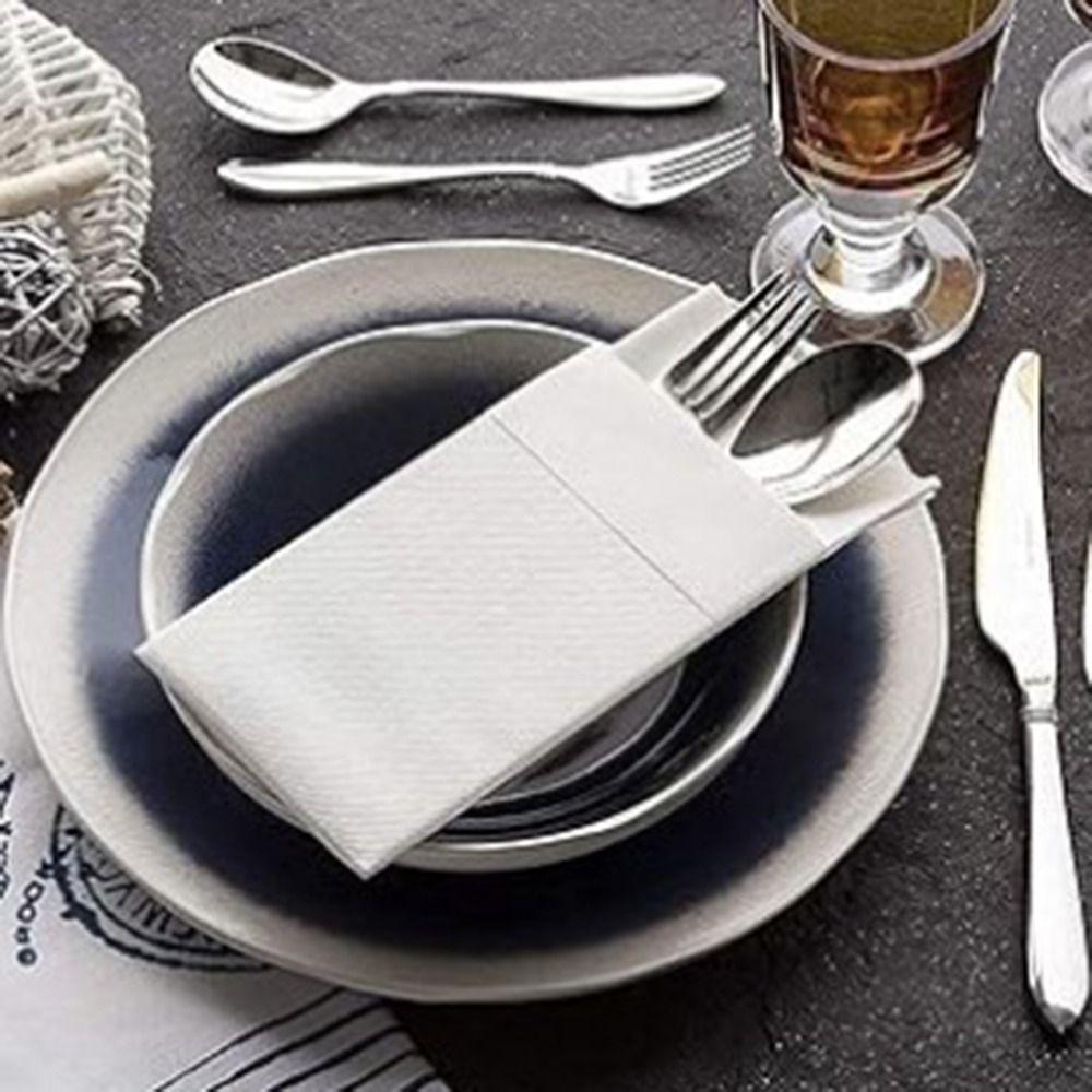 Convenient Built-in Flatware Pocket Paper Napkins Thicken Dinner Napkins  Dinner Party