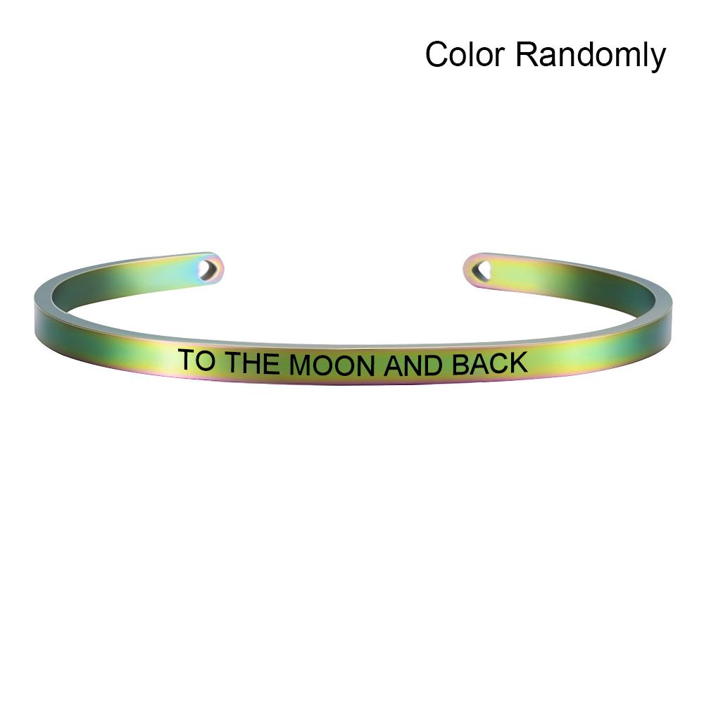 Neuer Regenbogen-Edelstahl-Armreif mit Gravur, positives, inspirierendes Zitat, Mantra-Armband, Geschenk für Frauen