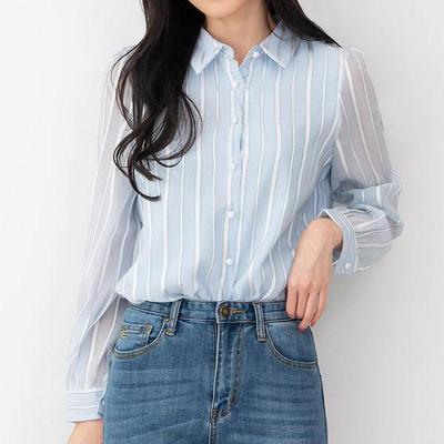 Dámské halenky s průsvitnými rukávy, dlouhým rukávem, ležérní dámská košile, halenka, rande outfity pro dámy, korejská móda