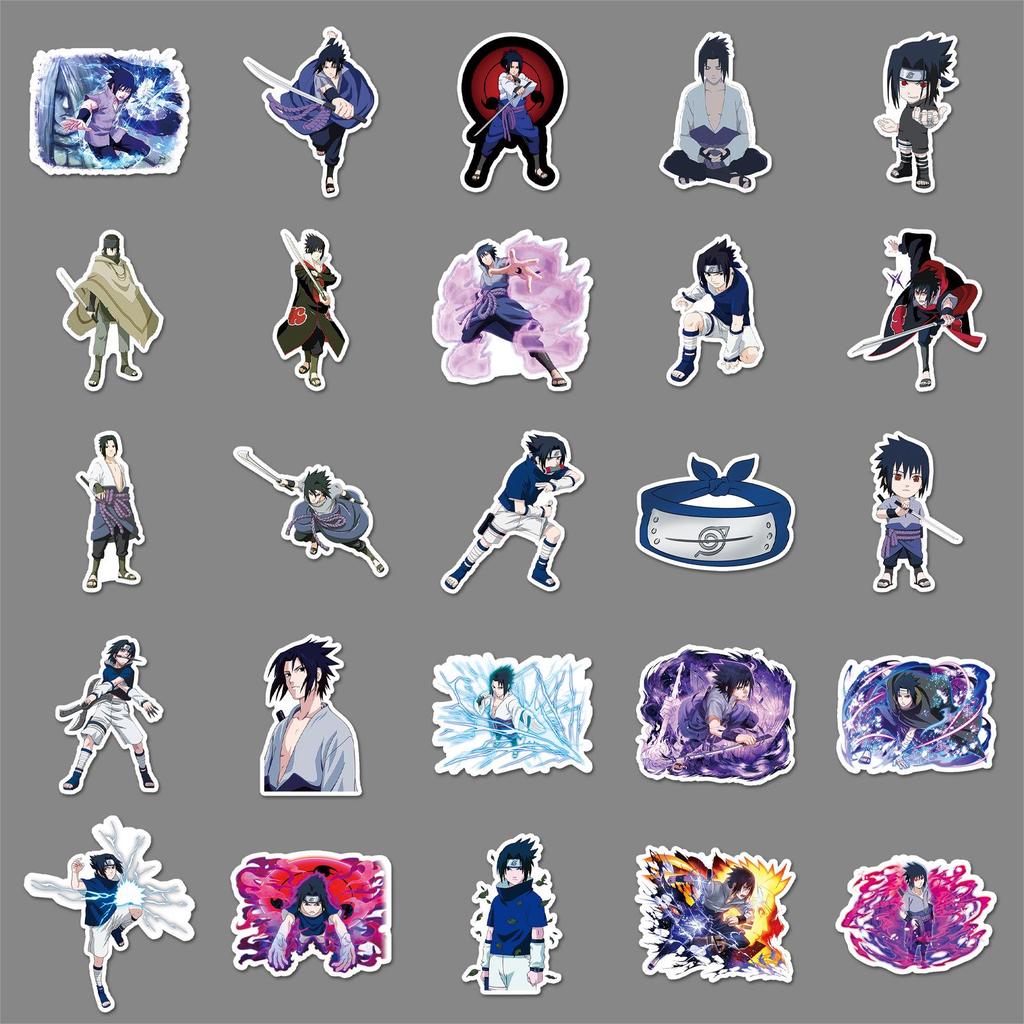 50 Uchiha Sasuke Waterproof Stickers for Phone, Laptop, Thermos, and Journal - Naruto Anime Decor