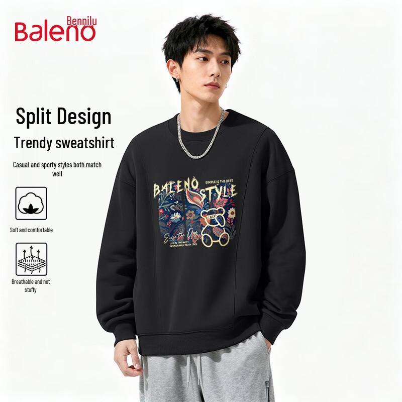 

Baleno Men s Heavyweight Round Neck Pullover Sweatshirt with BNL Bear Graphic 2XL
