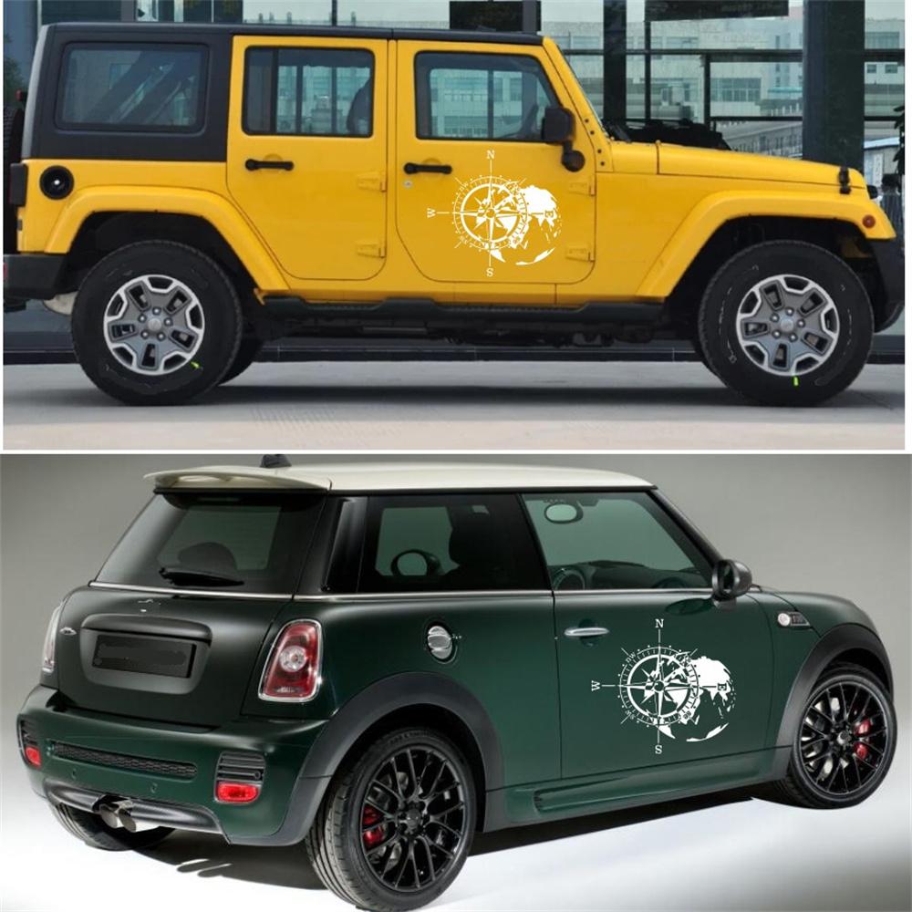 Universal White Hood Car Sticker Compass Totem Car Camper Rv Door Compass Decal