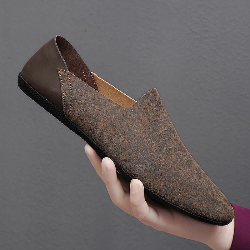 

Мужские мокасины из кожи, повседневные мокасины, дышащие мужские туфли-лодочки, модные деловые туфли на плоской подошве 44 коричневый