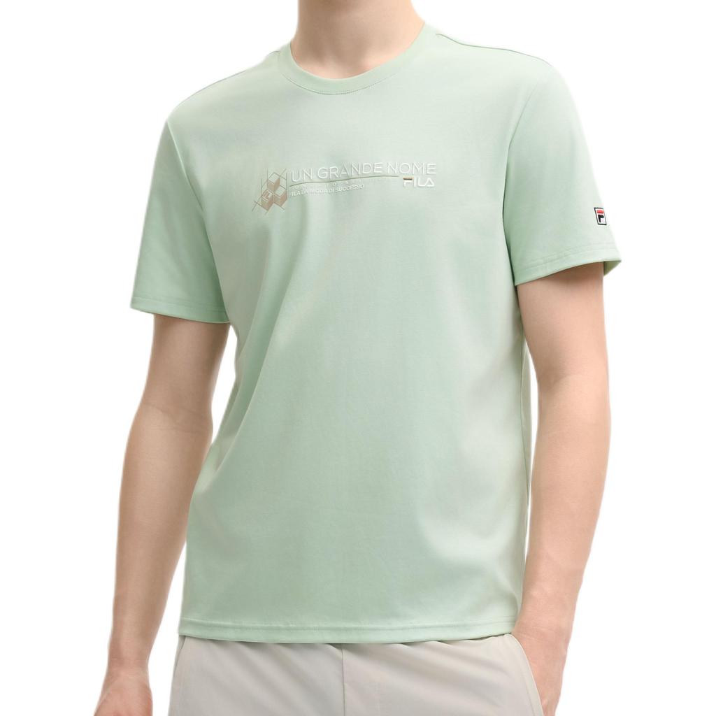 FILA Heritage Series Casual Sports Personality Simple Comfortable Knitted Short Sleeve T-Shirt Men Tops Field-Green F11M528114FLG